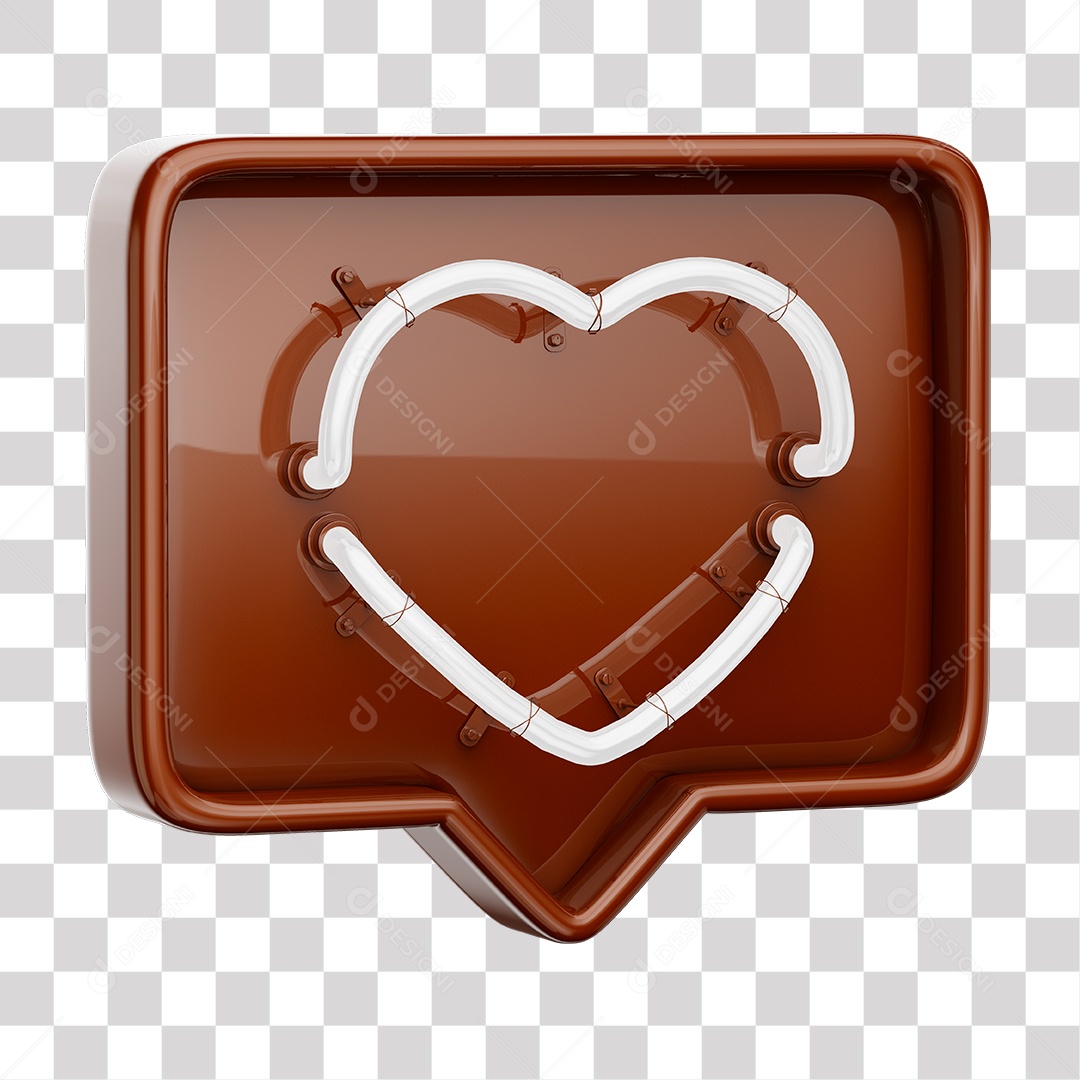 Instagram Like Marrom Com Coração Neon Branco PNG Transparente