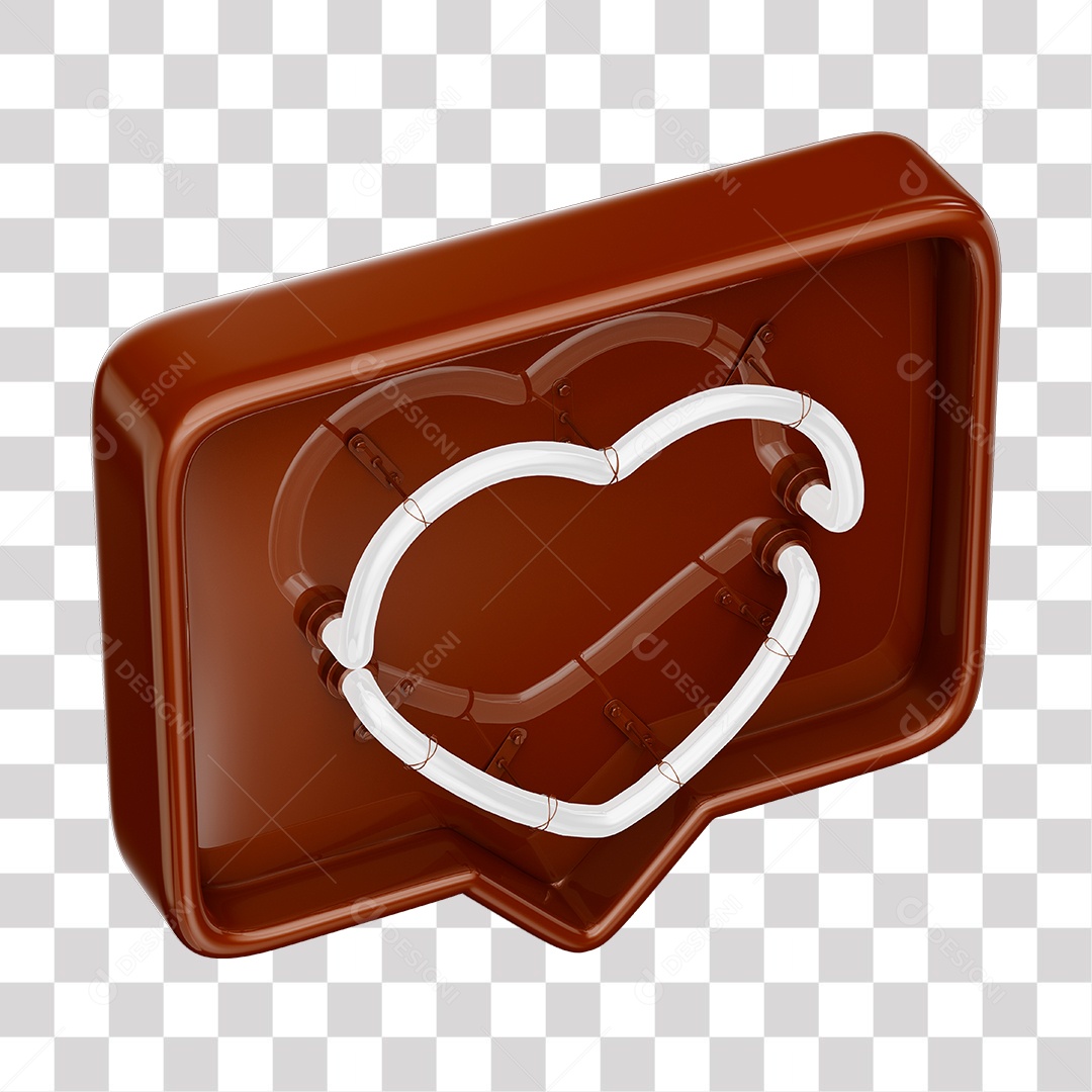 Instagram Like Marrom Com Coração Neon Branco PNG Transparente