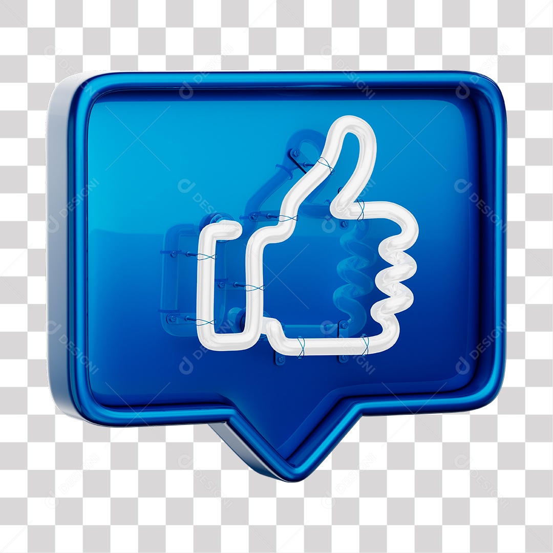 Like Azul do Facebook Com Neon Branco PNG Transparente