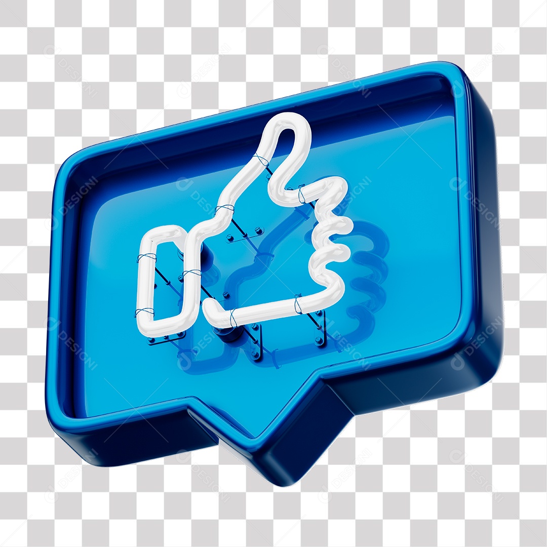 Like Azul do Facebook Com Neon Branco PNG Transparente