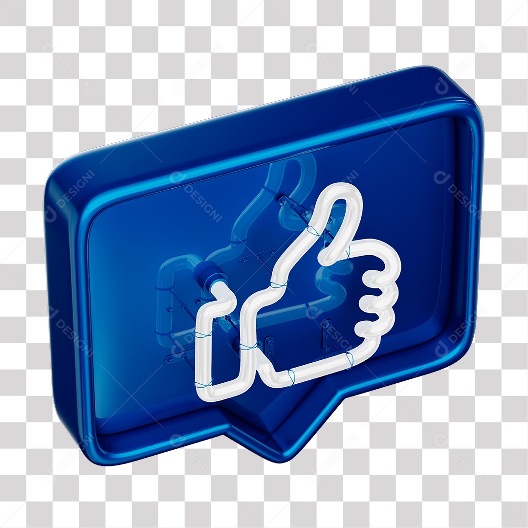 Like Azul do Facebook Com Neon Branco PNG Transparente