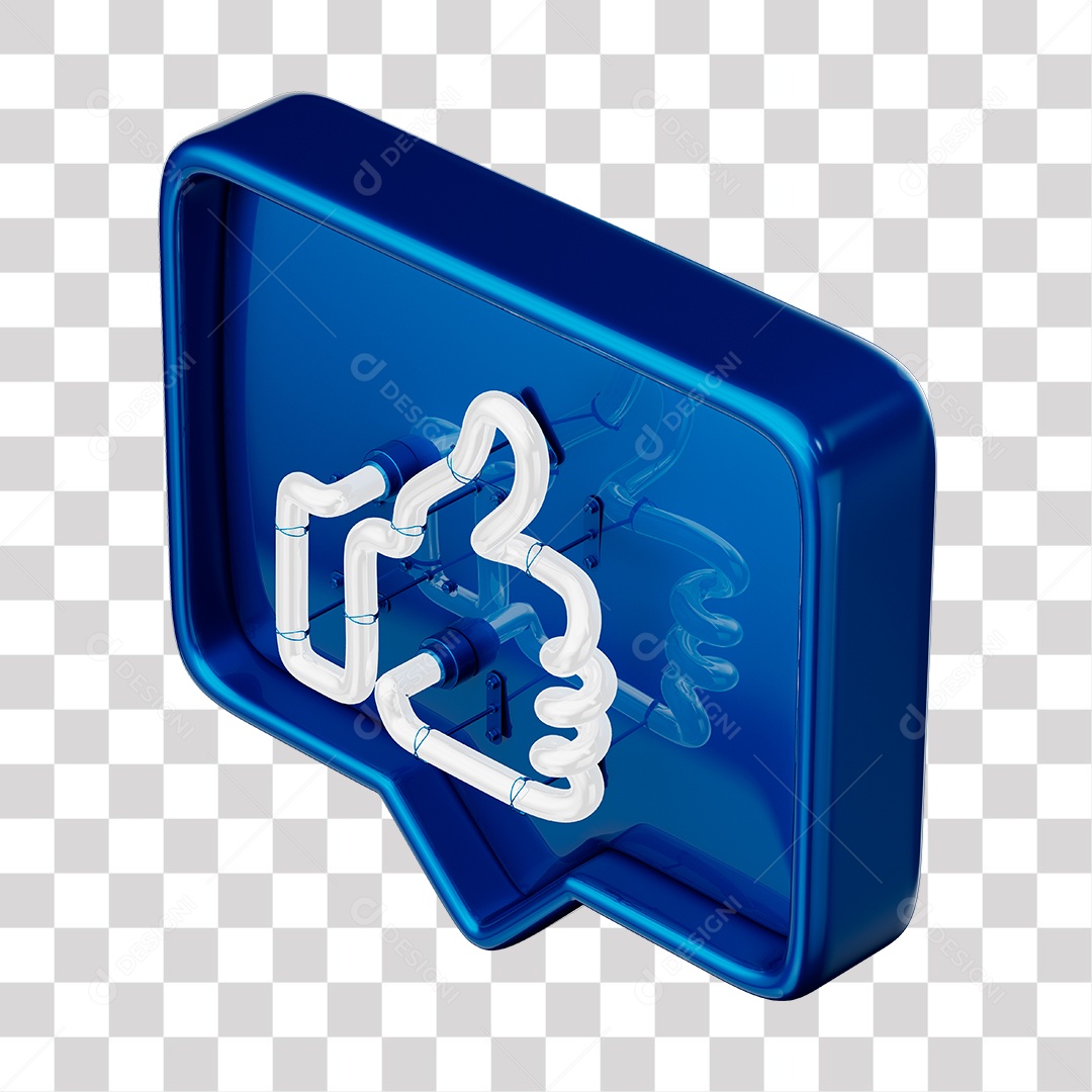 Like Azul do Facebook Com Neon Branco PNG Transparente