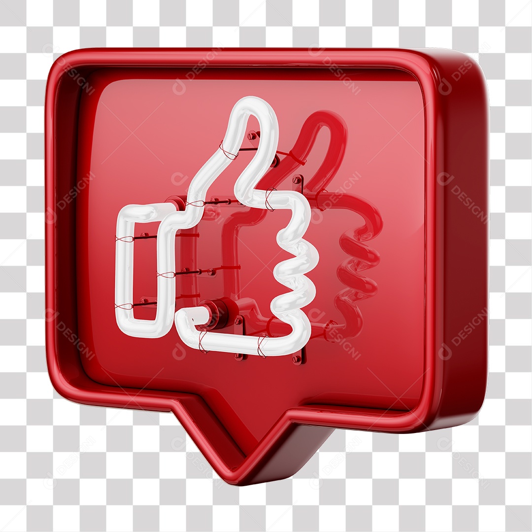 Like Vermelho do Facebook Com Neon Branco PNG Transparente