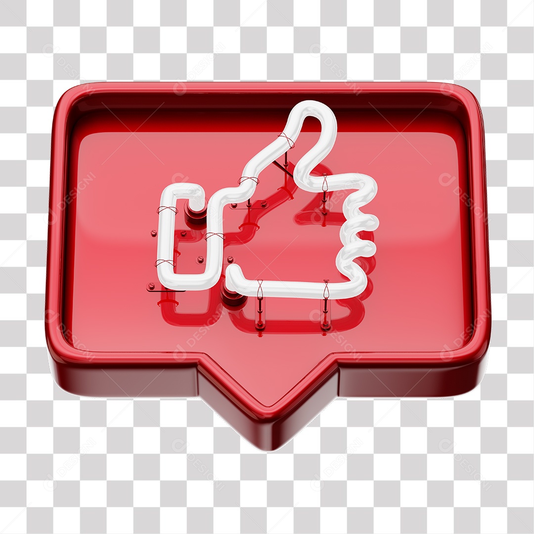 Like Vermelho do Facebook Com Neon Branco PNG Transparente