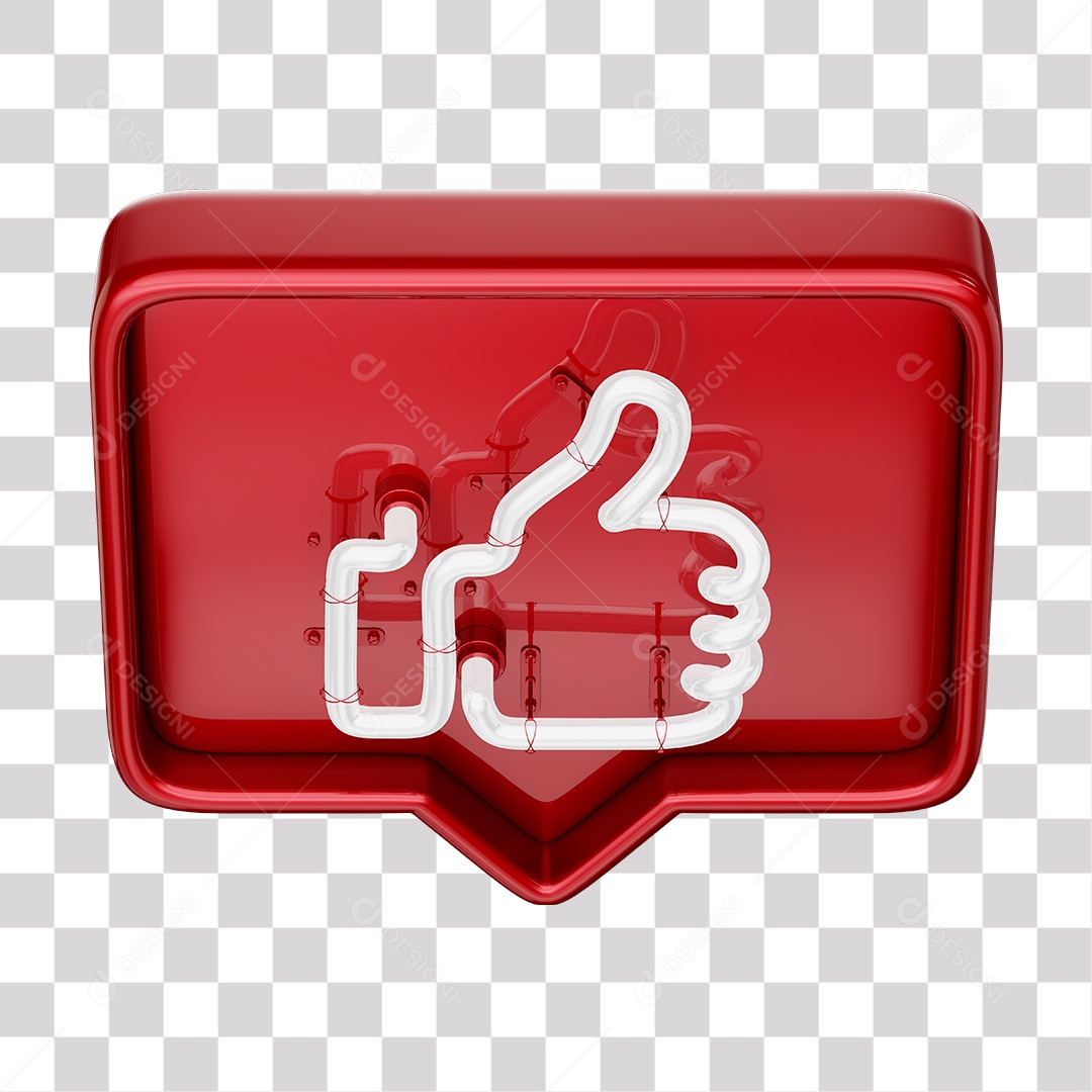 Like Vermelho do Facebook Com Neon Branco PNG Transparente