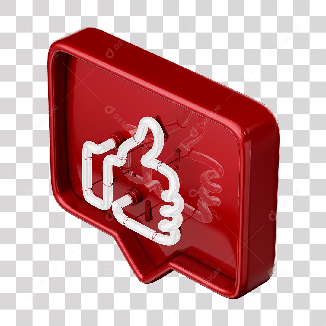 Like Vermelho do Facebook Com Neon Branco PNG Transparente