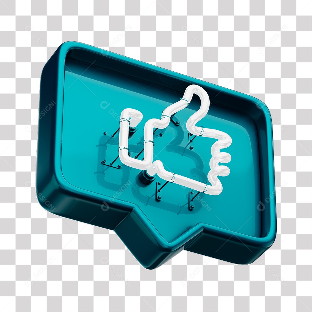 Like Azul Ciano do Facebook Com Neon Branco PNG Transparente