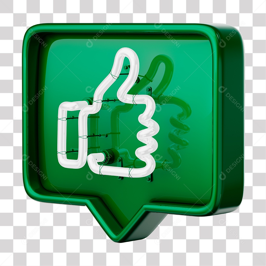 Like Verde do Facebook Com Neon Branco PNG Transparente