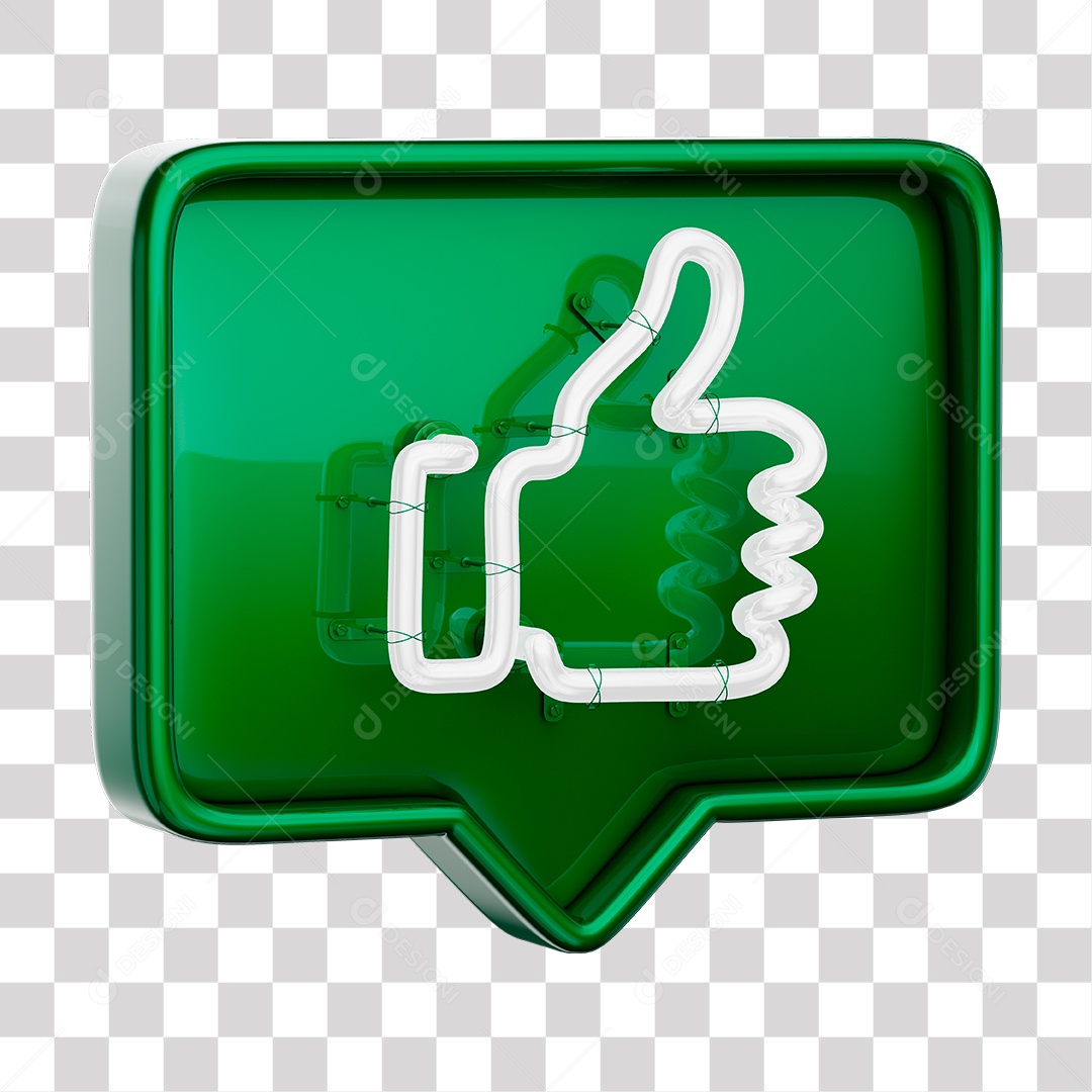 Like Verde do Facebook Com Neon Branco PNG Transparente