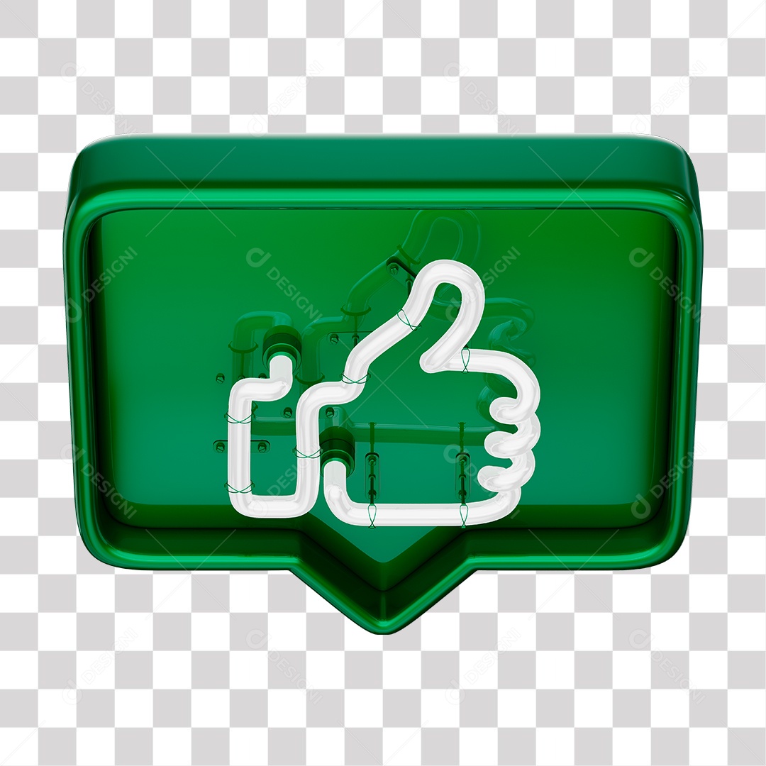 Like Verde do Facebook Com Neon Branco PNG Transparente
