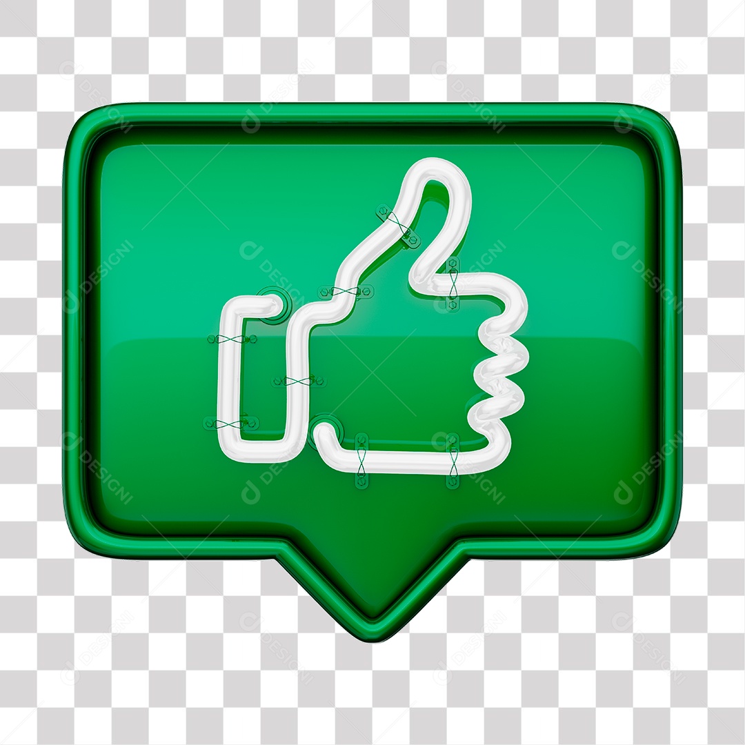 Like Verde do Facebook Com Neon Branco PNG Transparente