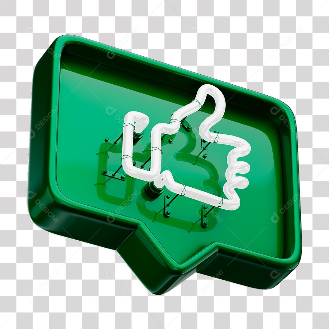 Like Verde do Facebook Com Neon Branco PNG Transparente