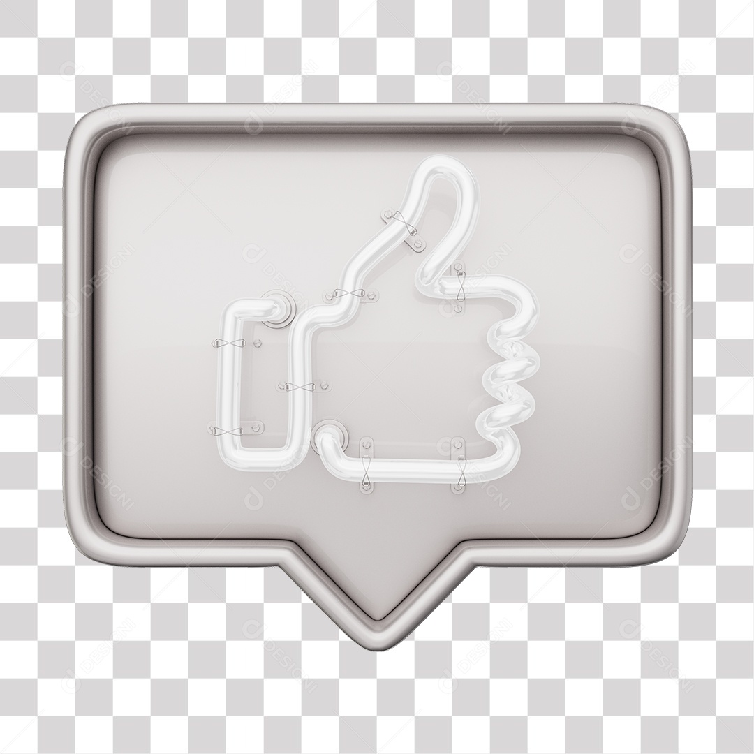 Like Cinza do Facebook Com Neon Branco PNG Transparente