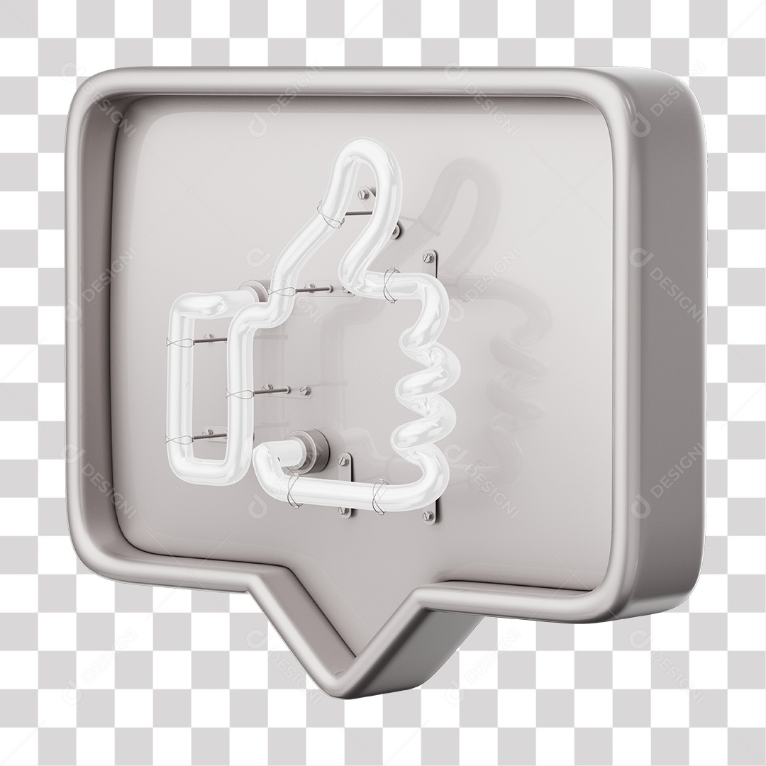 Like Cinza do Facebook Com Neon Branco PNG Transparente