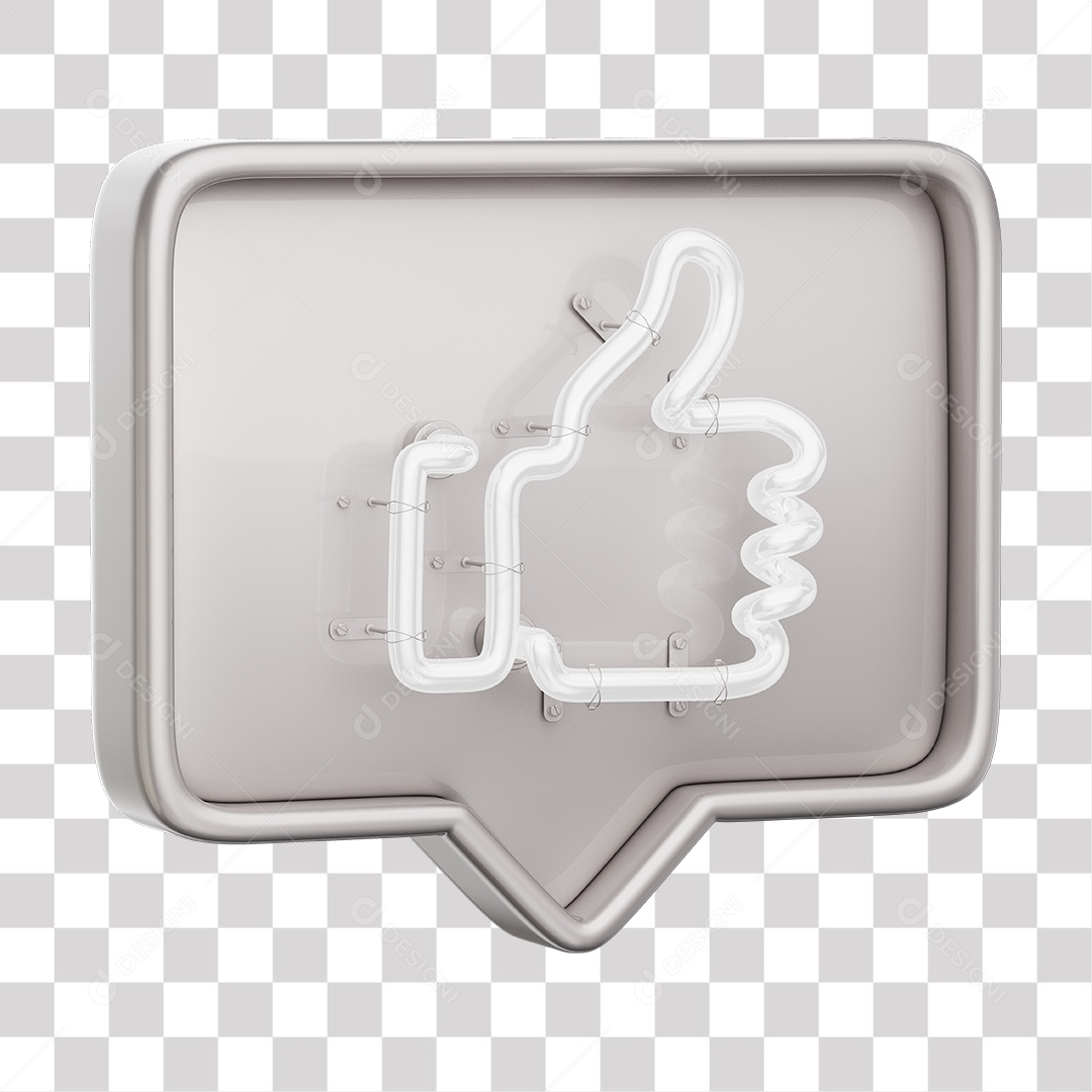 Like Cinza do Facebook Com Neon Branco PNG Transparente