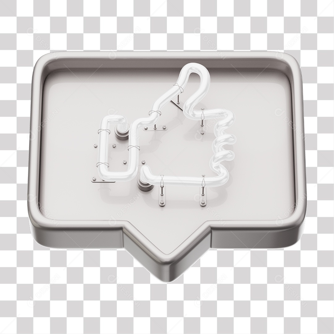 Like Cinza do Facebook Com Neon Branco PNG Transparente