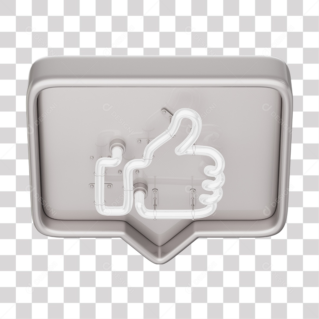 Like Cinza do Facebook Com Neon Branco PNG Transparente