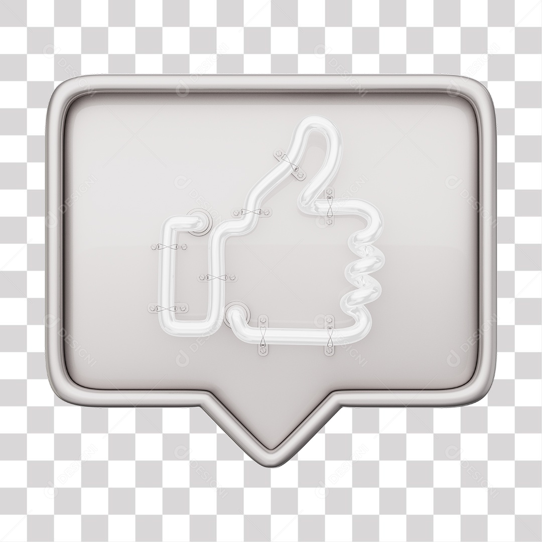 Like Cinza do Facebook Com Neon Branco PNG Transparente
