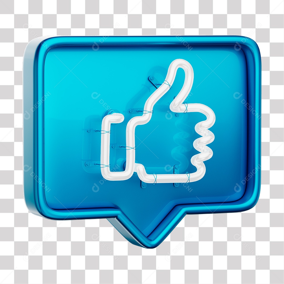 Like Azul do Facebook Com Neon Branco PNG Transparente