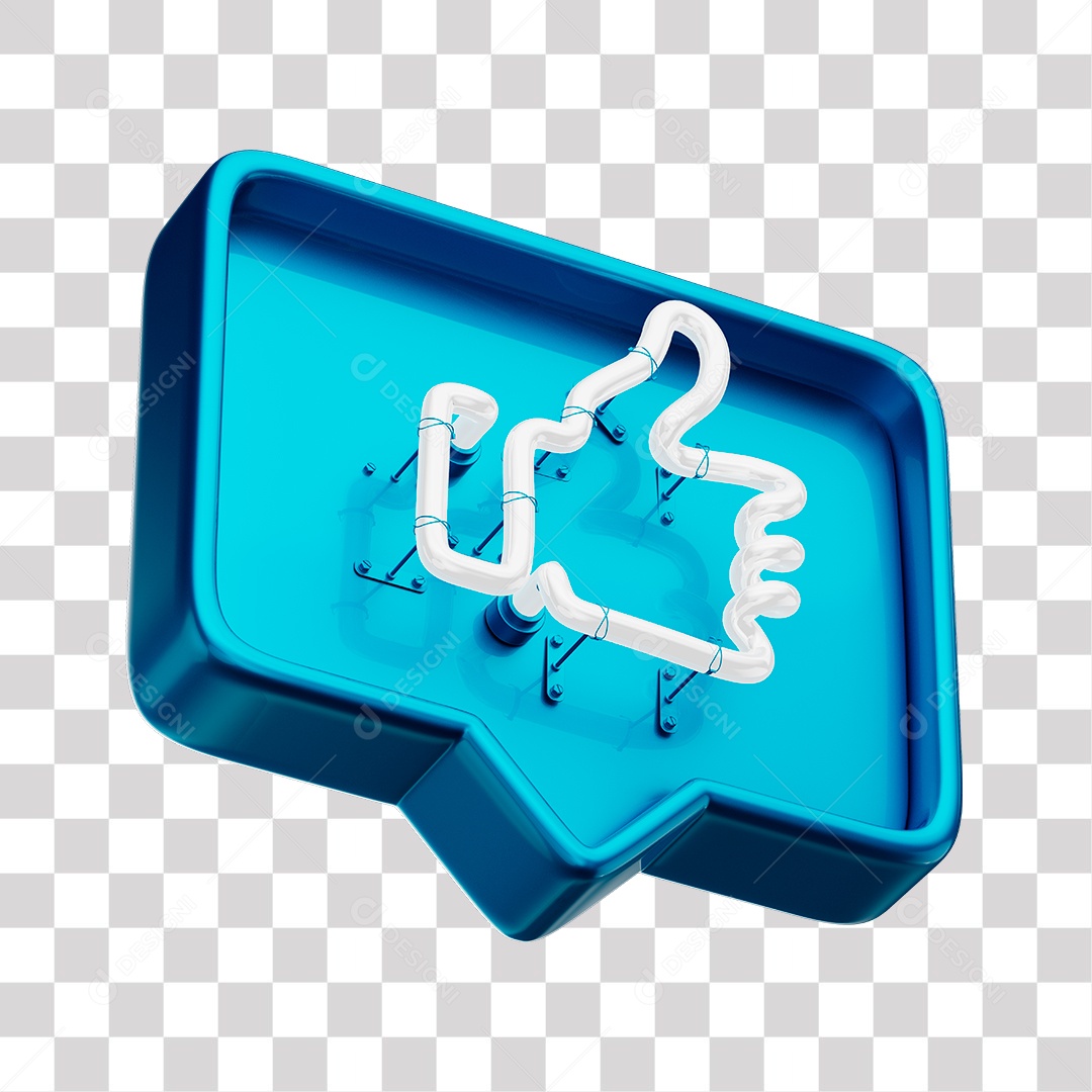 Like Azul do Facebook Com Neon Branco PNG Transparente