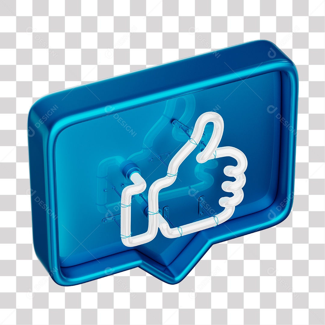 Like Azul do Facebook Com Neon Branco PNG Transparente