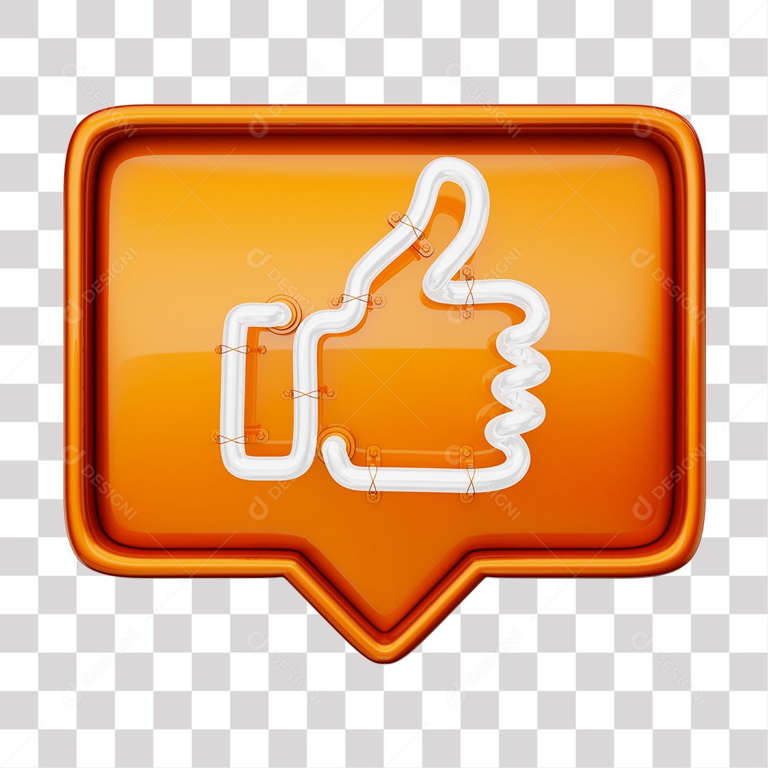 Like Laranja do Facebook Com Neon Branco PNG Transparente