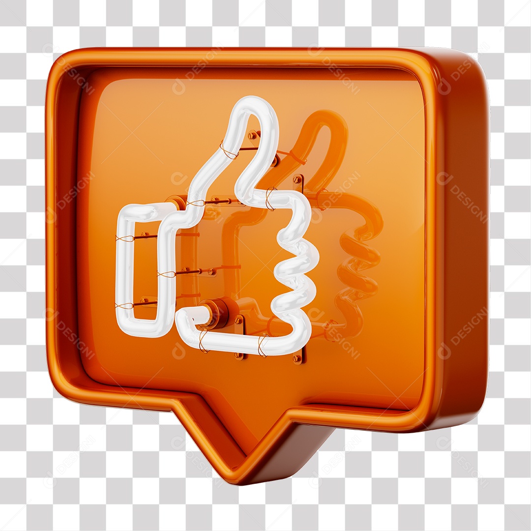 Like Laranja do Facebook Com Neon Branco PNG Transparente