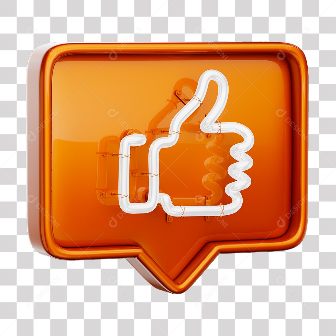 Like Laranja do Facebook Com Neon Branco PNG Transparente