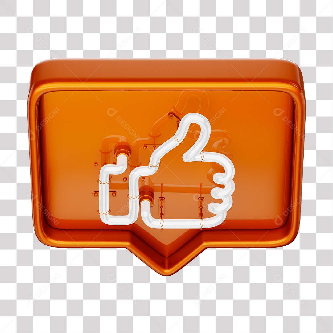 Like Laranja do Facebook Com Neon Branco PNG Transparente