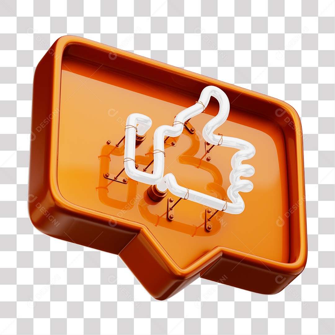 Like Laranja do Facebook Com Neon Branco PNG Transparente