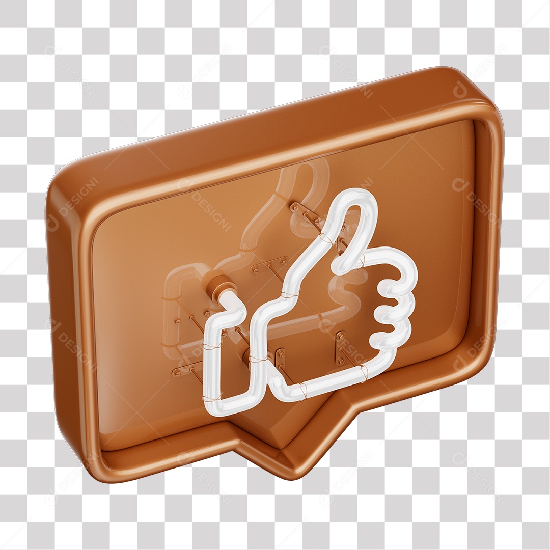 Like Marrom do Facebook Com Neon Branco PNG Transparente