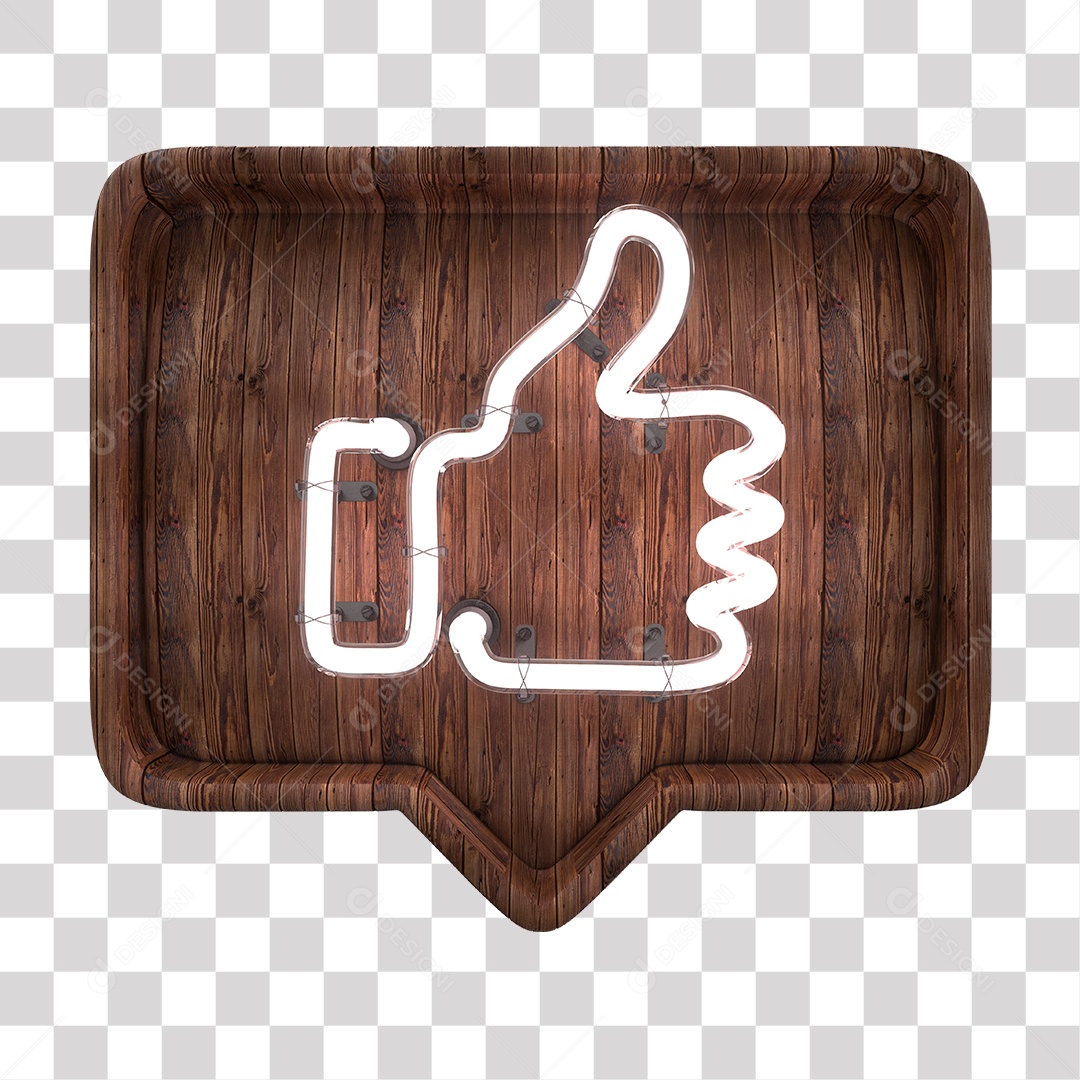 Like de Madeira do Facebook Com Neon Branco PNG Transparente