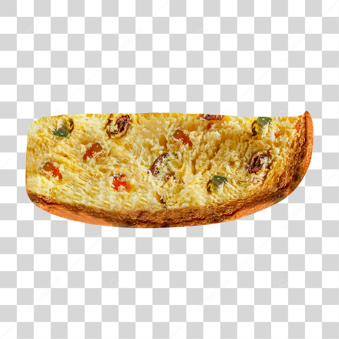 Fatia de Panetone de Frutas Cristalizadas PNG Transparente