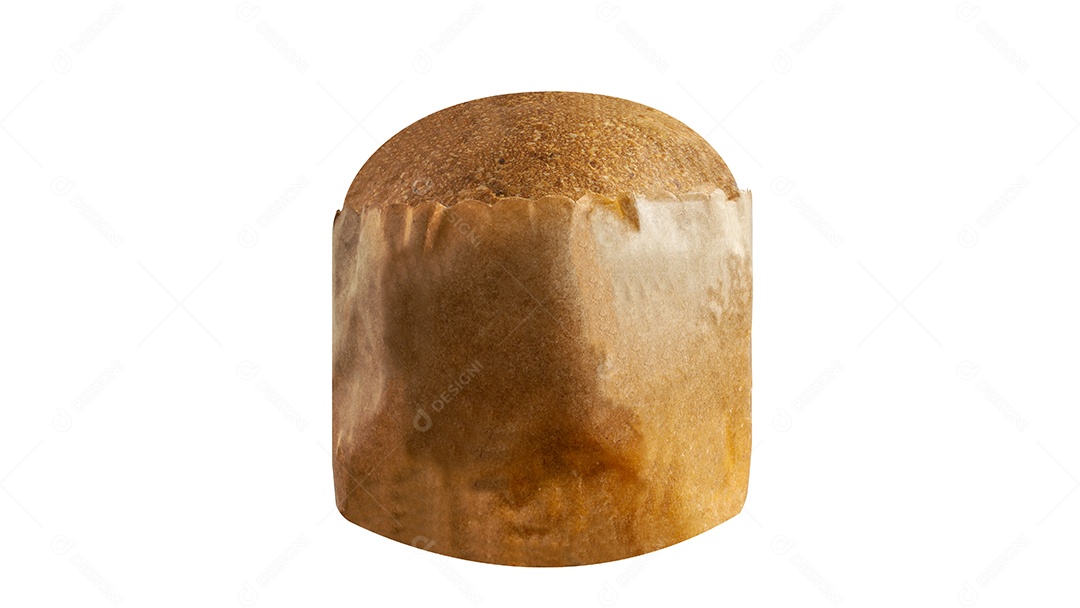 Panetone perfeito caseiro em fundo branco.