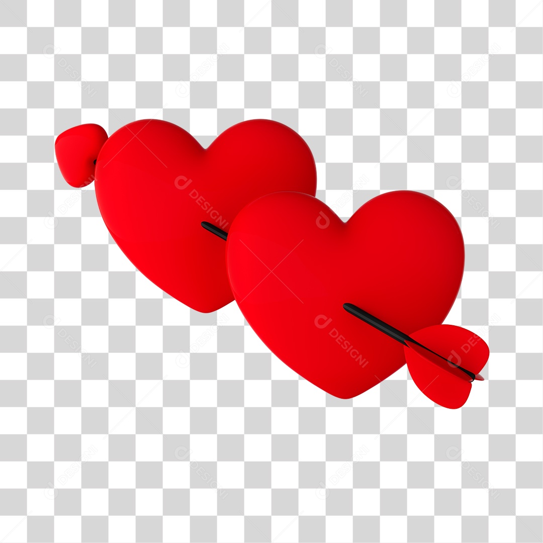 Flecha Coração 3D PNG Transparente Sem Fundo