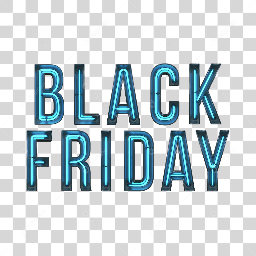 Elemento 3D Black Friday Neon Para Composição PNG Transparente Sem Fundo