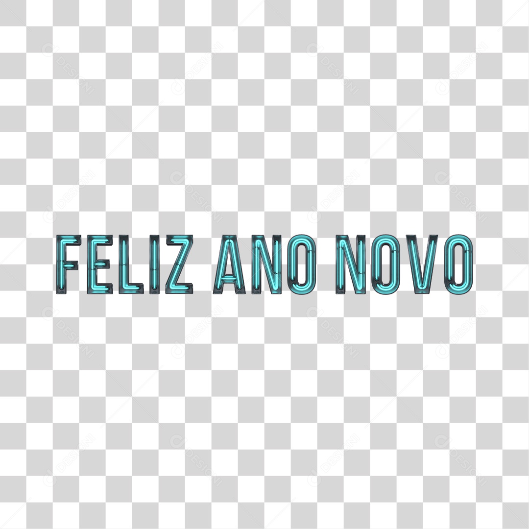 Elemento 3D Feliz ano novo Neon Para Composição PNG Transparente Sem Fundo