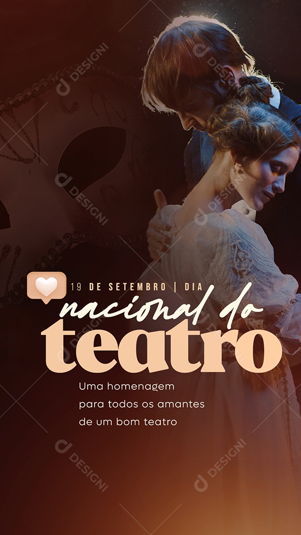 Story Uma Homenagem para todos os Amantes Dia Nacional do Teatro Social Media PSD Editável
