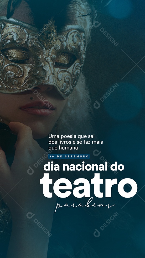 Uma Poesia que sai dos Livros e se faz mais que Humana Dia Nacional do Teatro Social Media PSD Editável
