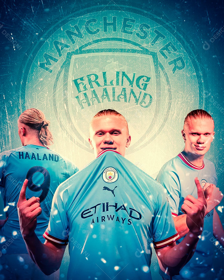 Social Media Flyer Jogador de Futebol Erling Haaland PSD Editável