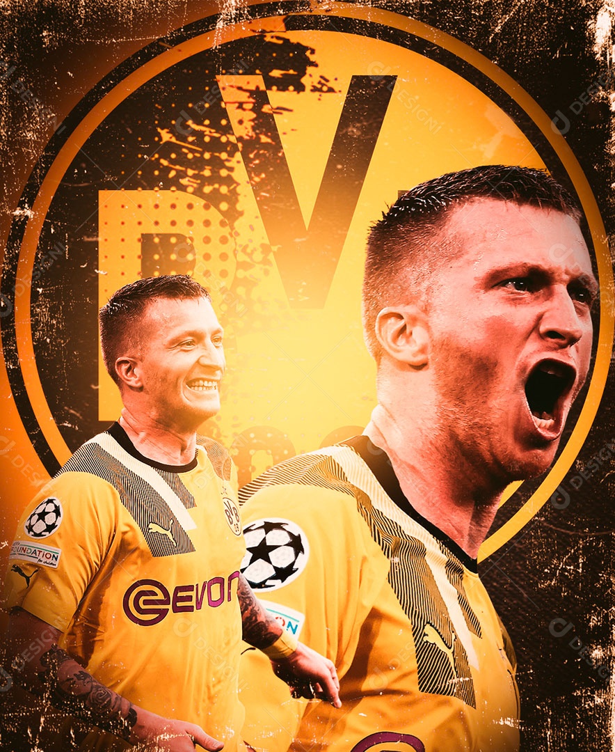 Social Media Flyer Jogador de Futebol Marco Reus Borussia PSD Editável