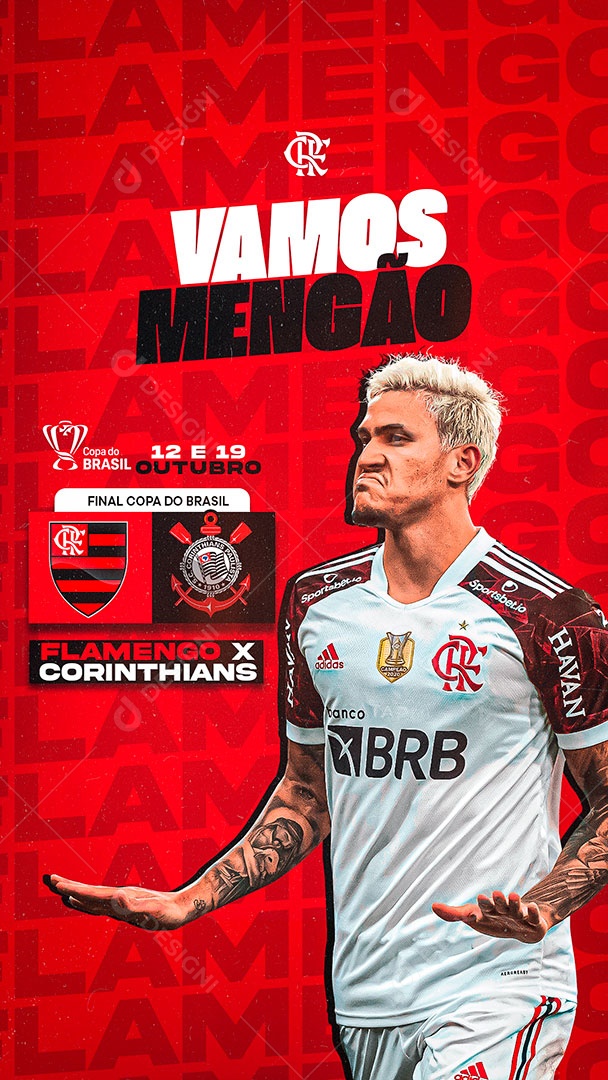 Social Media Flamengo x Corinthians Vamos Mengão Story PSD Editável