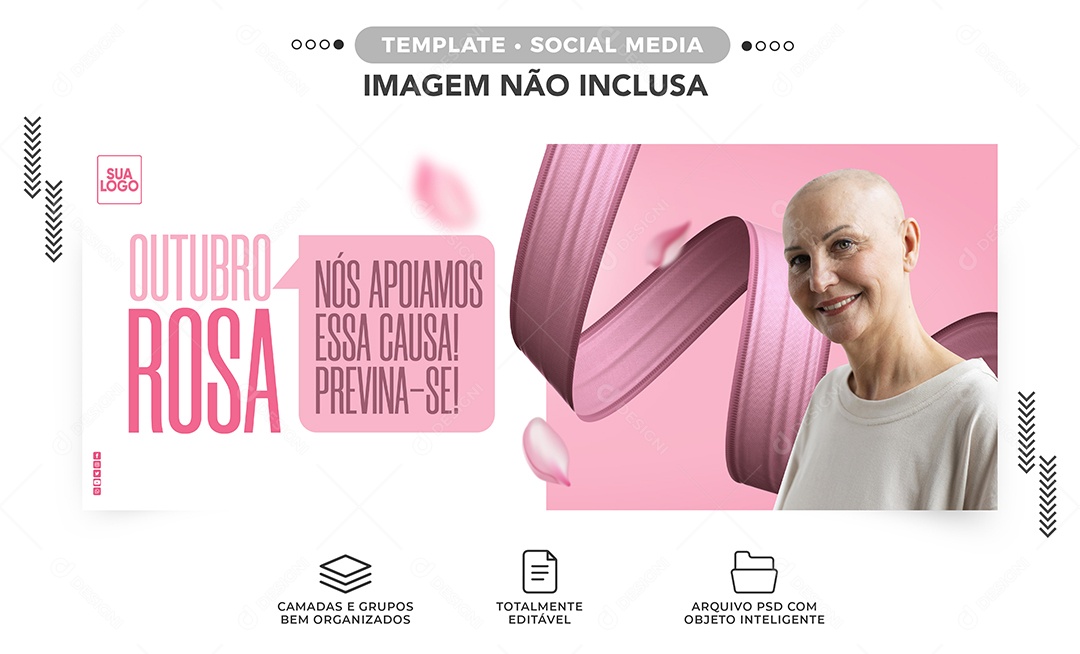 Banner Nós apoiamos essa causa Previna-se Outubro Rosa Social Media PSD Editável