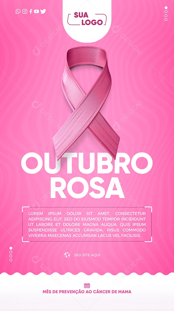 Story Outubro Rosa Mês de Conscientização Câncer de Mama Social Media PSD Editável