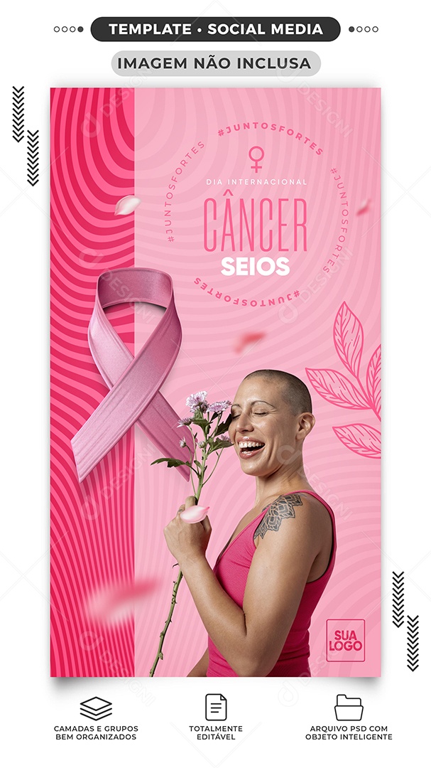 Story Juntos Forte Outubro Rosa Social Media PSD Editável