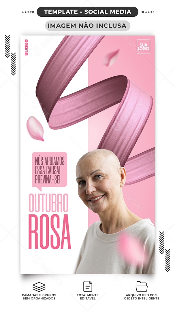 Story Nós apoiamos essa causa Previna-se Outubro Rosa Social Media PSD Editável