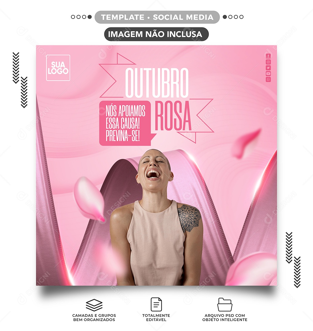 Nós apoiamos essa causa Previna-se Outubro Rosa Social Media PSD Editável