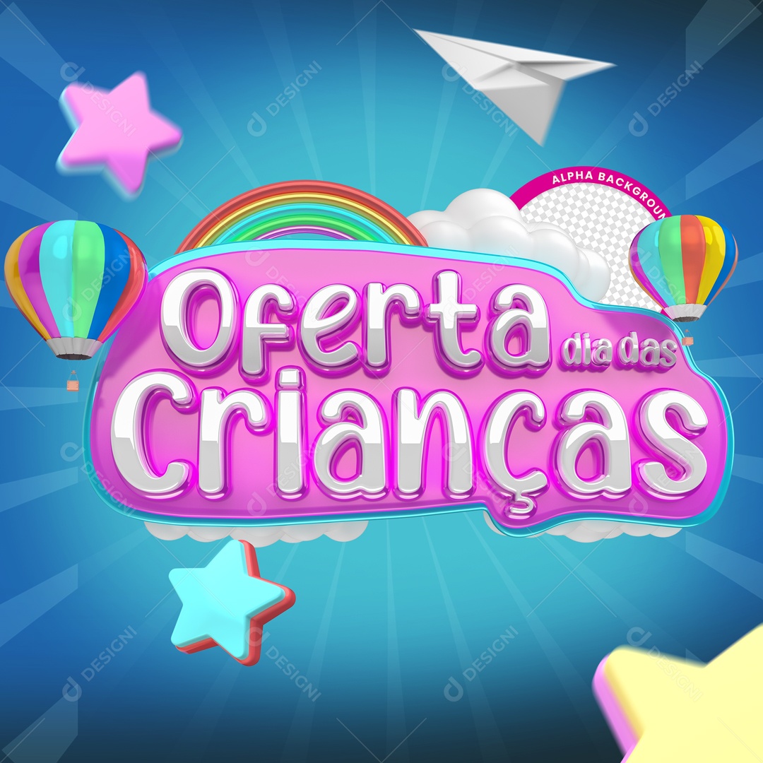 Ofertas Dia Das Crianças Selo 3D Para Composição PSD