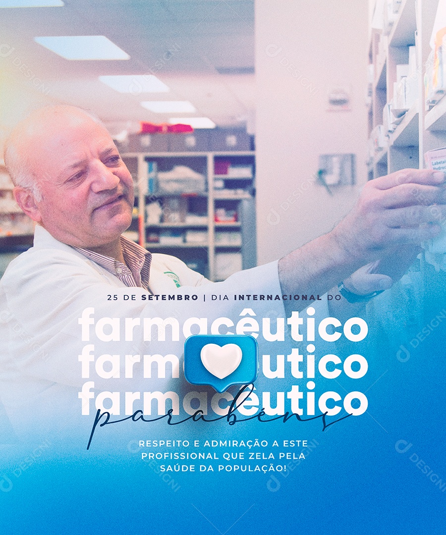 Respeito e Admiração a Este Profissional que Zela pela Saúde Dia do Farmacêutico Social Media PSD Editável