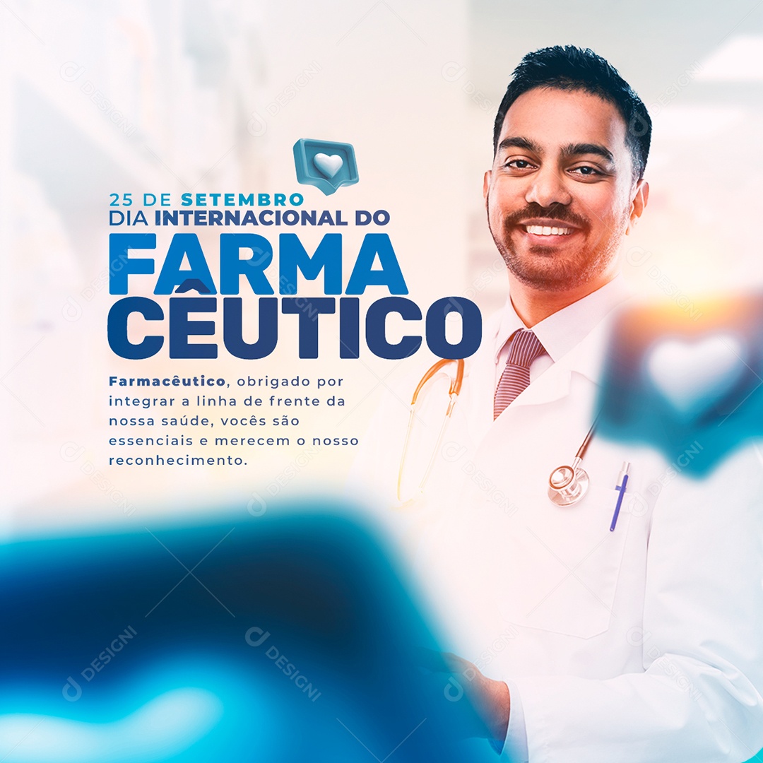 Farmacêutico Obrigado por integrar a linha de frente Dia do Farmacêutico Social Media PSD Editável